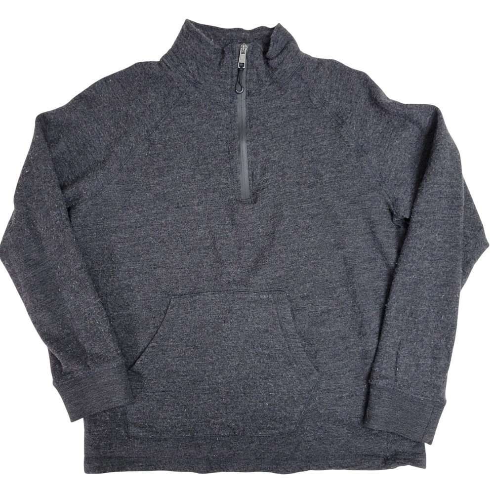 UGG Mens 100% Merino Wool 1/4 Zip Pullover Sweater Charcoal Gray Large 1019181
